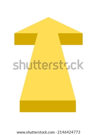 Arrow pointing forward. 3D yellow arrow vector illustration. 