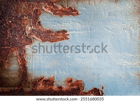 Image, Stock Photo The rust eats away at the metal plate towards the center. Nothing can stop it.