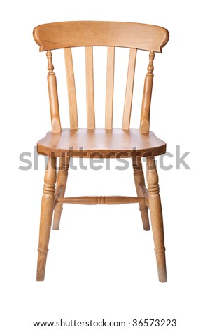 A traditional pine kitchen chair isolate on white