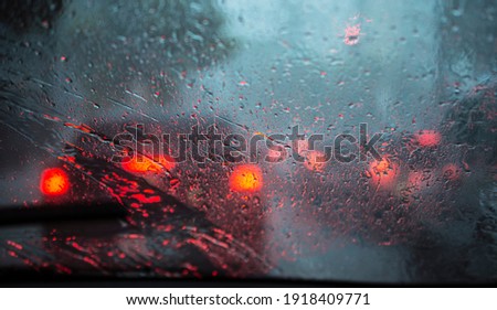 Similar – Image, Stock Photo Passenger perspective rainy weather in the right side mirror