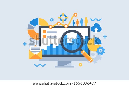 Modern flat design for analysis website banner. Vector illustration concept for business analysis, market research, product testing, data analysis.