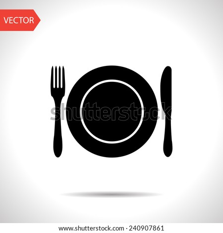 kitchen icon of dish, fork and knife