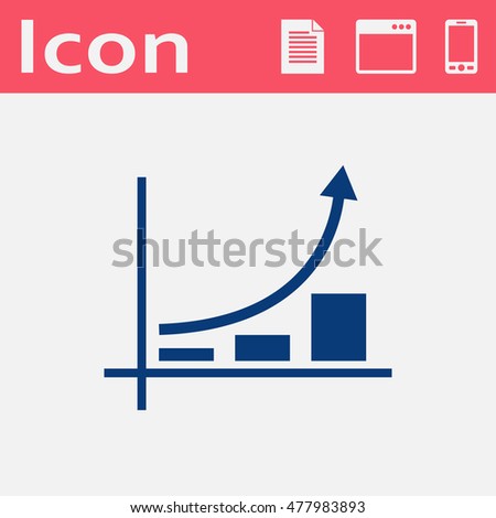 Growing bars graphic flat icon with rising arrow 