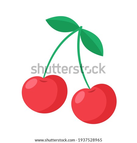 Vector cherry illustration. Isolated on a white background. Cartoon style icon
