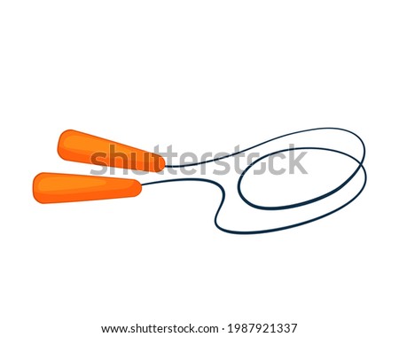 Orange skipping rope vector illustration in cartoon style. Isolated on white background. Sports Equipment.
