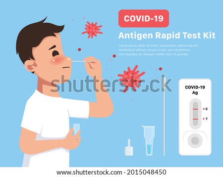 Similar – Image, Stock Photo Covid 19 antigen self test for nasal swab with positive result. Antigen test kit for home use to detection coronavirus infection. Negative test result from rapid antigen test. Coronavirus diagnosis.