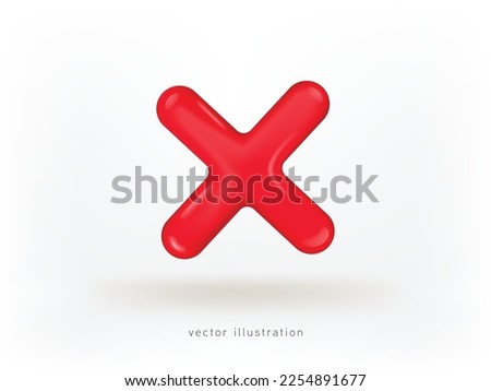 3d render cross icon. Realistic 3d design In plastic cartoon style. Icon isolated on blue background. Vector illustration