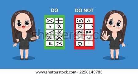 Thailand Elections. People character with Do and Do not of voting. How to tick the cross in vote. Cartoon vector design.