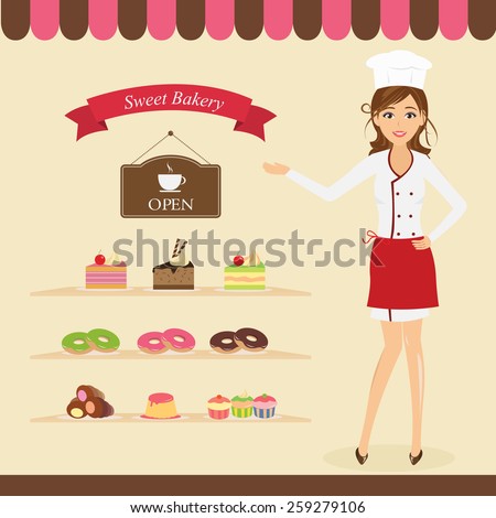 Bakery Shop Stock Vector 259279106 : Shutterstock