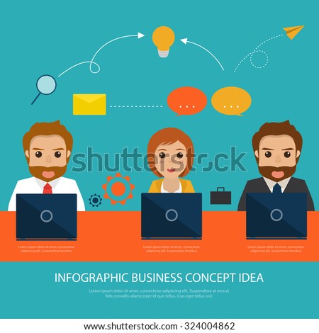 businessman and business woman at office work infographic. business people concept idea.