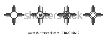 Zia symbols vector flat icons set