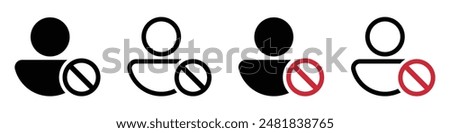 Blocked user flat vector icon signs. Block profile vector icons