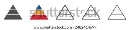 Blank vector three tier flat pyramid chart set