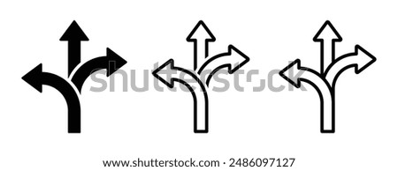 Choice vector icons set. Alternate Route line and filled flat Symbols