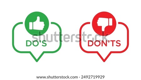 Do's and don'ts check mark vector icons