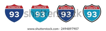 Interstate 93 highway vector signs set