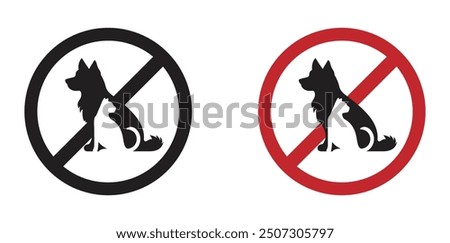 No pet allowed vector icons. Cat and dog no pet allowed vector signs set