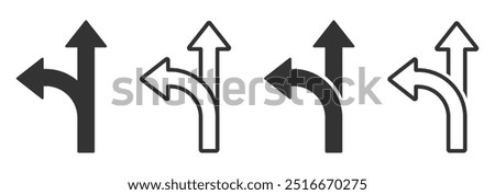 Choice vector icons set. Alternate Route line and filled flat designs. Alternate Route icon