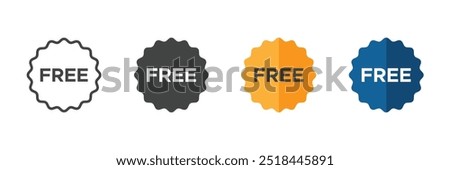 Free label illustrations set. Free flat vector stickers set