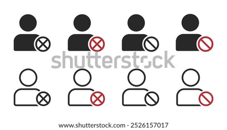 Blocked user flat icon sign. Block profile vector icons. Blocked user icon