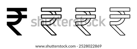 Indian Rupee vector symbols set