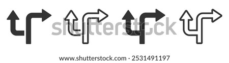 Choice flat vector icons set. Alternate Route line and filled flat Symbols set