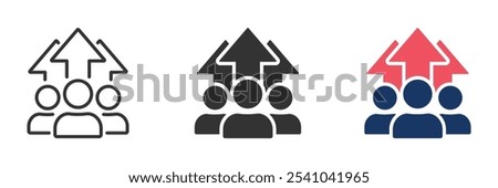 Team growth icons. Development illustration sign. Popularity symbol. Population growth vector icon