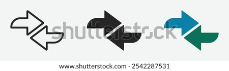 Data transfer arrows vector concepts. Transfer data arrow vector designs. Data transfer vector icon. Double arrow icon