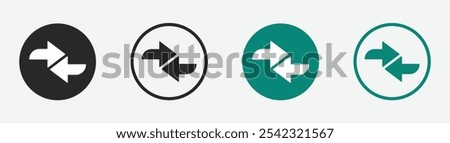 Data transfer arrows vector illustrations. Transfer data arrow vector designs. Data transfer arrow icon. Double arrow vector illustrations set