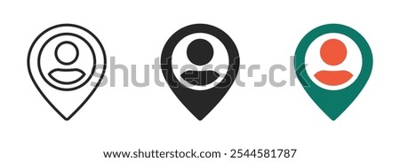 Set of map pointer with user vector icons.  Person location icon