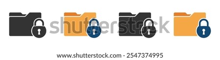 Locked folder vector icons collection