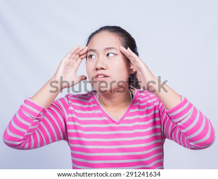 Portrait of young woman have a sore eyes.