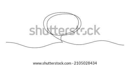 One continuous line drawing of Speech bubble. Chat cloud in simple linear style. Editable stroke. Minimalistic Doodle Vector illustration