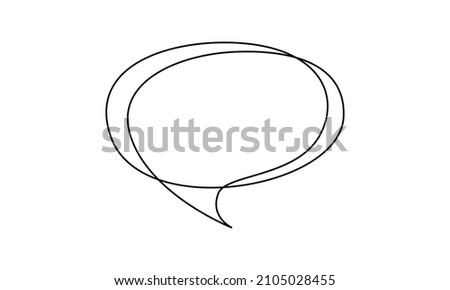 Speech bubble in One line drawing. Dialogue Chat cloud in simple linear style. Editable stroke. Doodle Vector illustration