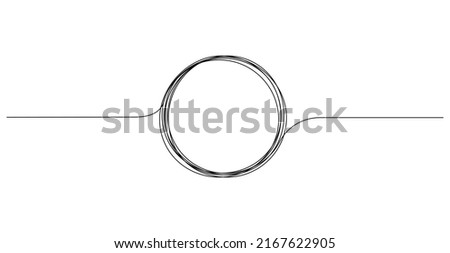 Continuous one line drawing of scribble black circle. Round frame sketch outline on white background. Editable stroke. Doodle vector illustration