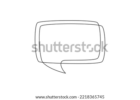 One continuous line drawing of Speech bubble square shaped. Chat cloud and thought dialogue icon in simple linear style. Comic text comment concept in editable stroke. Doodle vector illustration