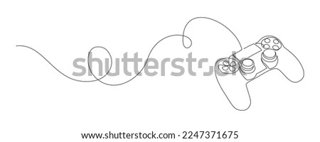 One continuous line drawing of game stick. Joystick to play the game and controller for PC concept cyber sport in simple linear style. Editable stroke. Doodle vector illustration