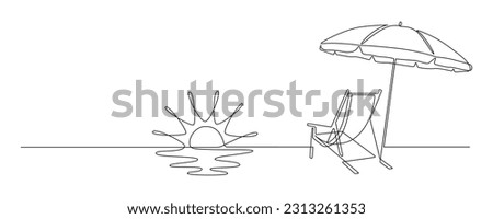 Similar – Image, Stock Photo Umbrellas and empty deckchairs collected on the beach shore in summer.