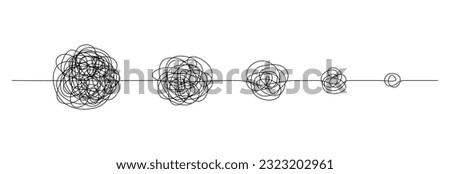 One continuous line drawing of way from complex chaos to simplicity. Concept of problem solving and business solutions in simple linear style. Editable stroke. Doodle vector illustration
