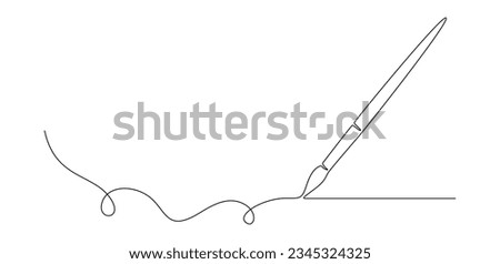 One continuous line drawing of painting brush. Paintbrush symbol for creative and art school in simple linear style for logo and card. Editable stroke. Doodle outline vector illustration