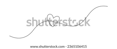 One continuous drawing of heart shape love sign. oitline and romantic symbol for greeting card and web banner in simple linear style. Editable stroke. Doodle vector illustration