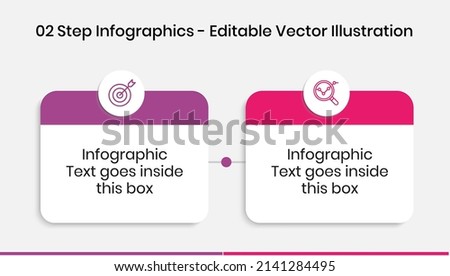 2 Steps Infographics Design Template - Graph, Pie chart, workflow layout, squire diagram, brochure, report, presentation, web design. Editable Vector illustration