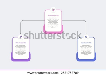 Business management level distribution structure Infographics Design Template, Workflow diagram, flowchart, Concept tree chart for business hierarchy, Second level Organizational chart divide into two