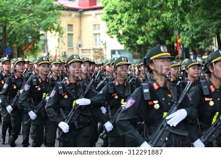 hanoi, vietnam, Sep 2, 2015: parade celebrate Independence Day in Vietnam