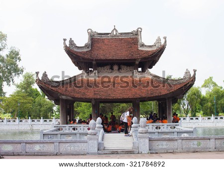BacNinh,VietNam ,September 24 2015 Water pavilion for water puppet shows and quan ho singing, The Ly Bat De Temple or Do Temple , is a temple near Hanoi of which the central section was built in 1028