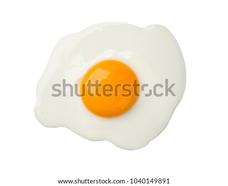 Fried egg isolated on white background on top view  food cooking photo object design 商業照片 © 