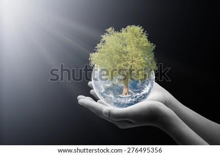 Hand holding earth , Elements of image are furnished by NASA