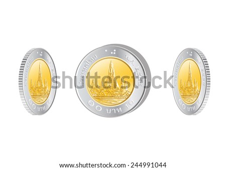 Thai money 10 baht coin vector
