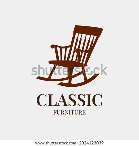 Rocking Chair. Classic furniture interior logo design idea for company, store, online shop. vector EPS 10
