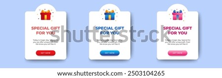 Special gift banner pop up notification design template. vector